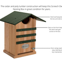 Cedar Screech Owl Nesting Box