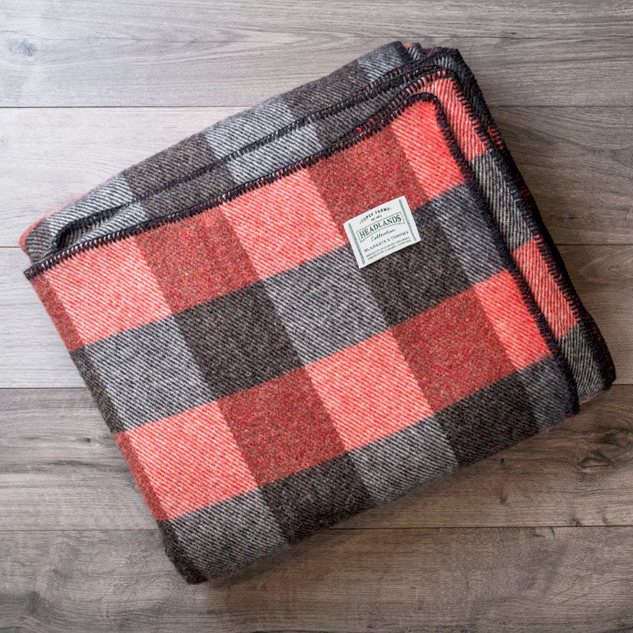 Black & Red Checkerboard Wool Blanket