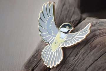Black-capped Chickadee in Flight Pin