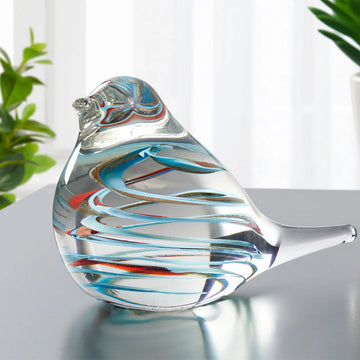 Glass Bird - Clear/Blue Swirl