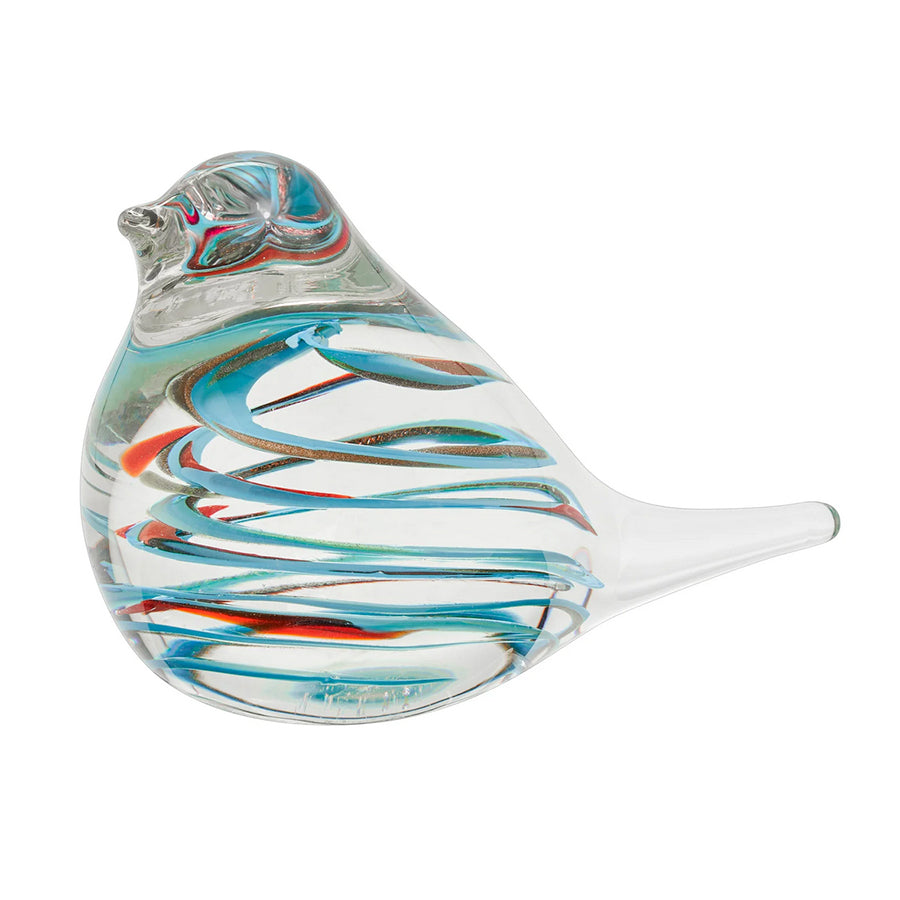 Glass Bird - Clear/Blue Swirl