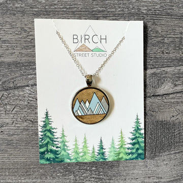 Mountain Lines Necklace - Ice Blue & Silver