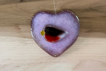 Hanging Robin Glass & Heart Ornament