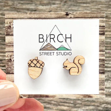 Squirrel & Acorn Stud Earrings