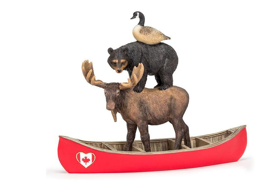 Stacked Animals in Canoe