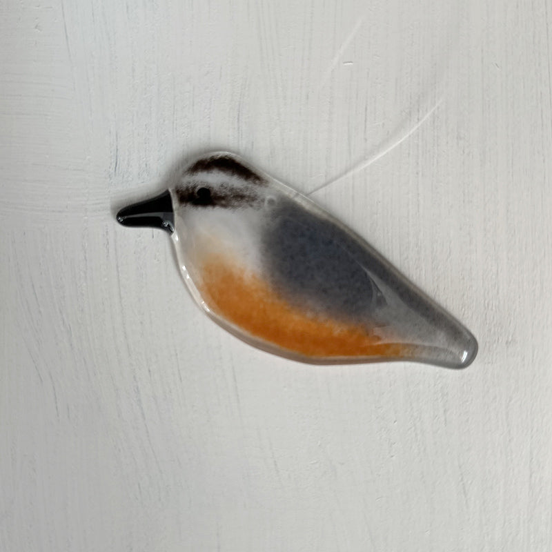 Hanging Red-breasted Nuthatch Ornament, chick